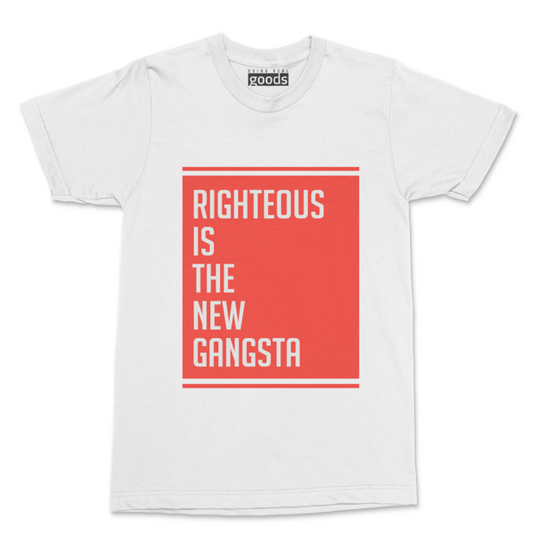 RIGHTEOUS IS THE NEW GANGSTA WHITE/RED Short Sleeve Shirt